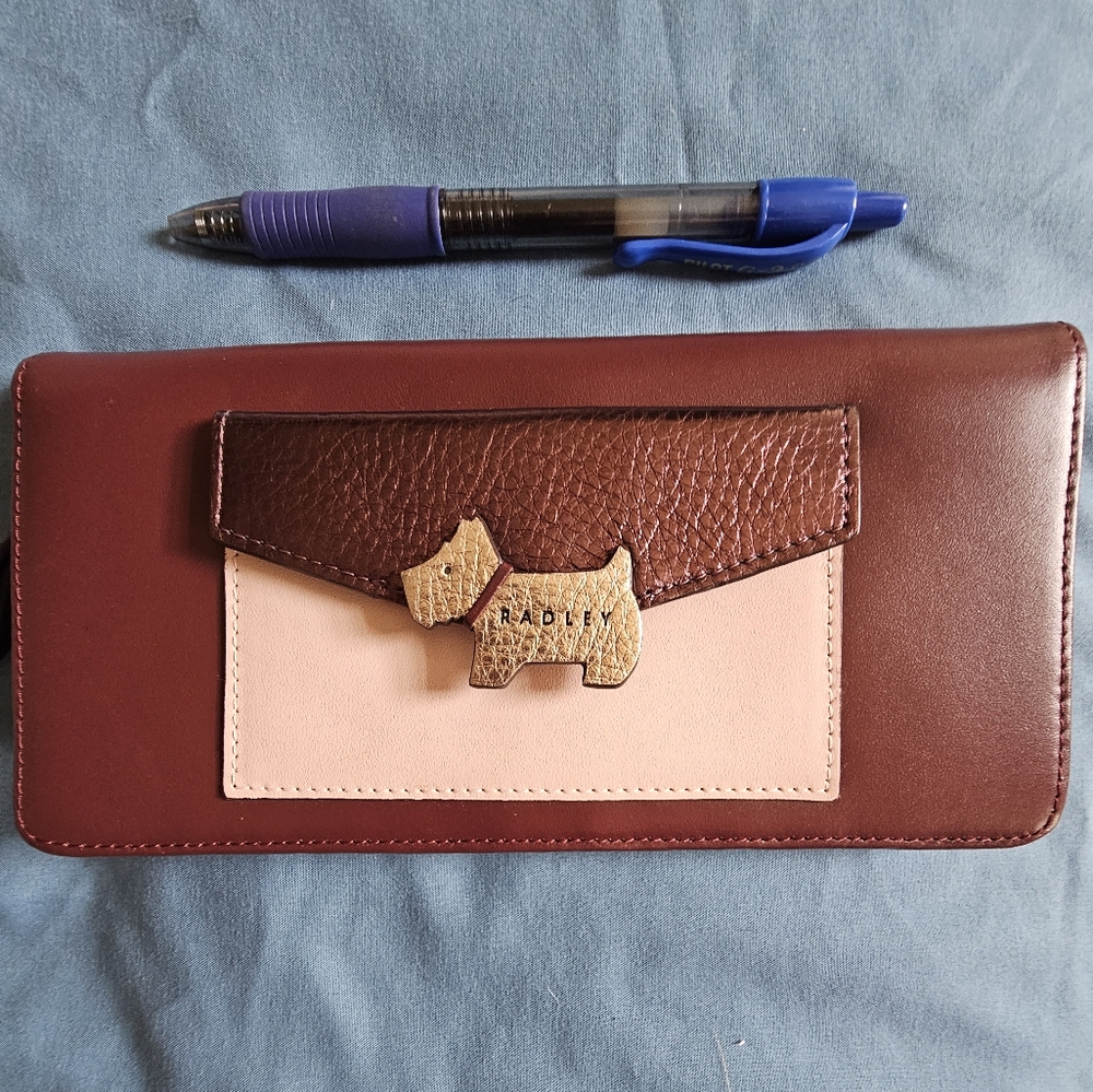 Large Burgundy Radley Scottie Dog Wallet with Snap Closure